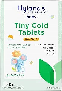 Hyland's Baby Tiny Cold Tablets, Daytime, Infant and Baby Cold Medicine, Decongestant, Runny Nose and Cough Relief, 125 Quick-Dissolving Tablets