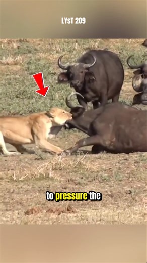 A United Herd of Buffalo Rescues Their Comrade from the Lion. #buffalo #lion