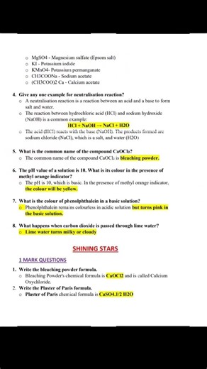 AP 10 TH CLASS 100 DAYS ACTION PLAN -PHYSICAL SCIENCE -CHEMISTRY- ACIDS, BASES AND SALTS- 1 MARK Q&A