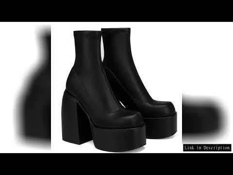 Designer Ankle Boots for Women Brand Woman Heels Platform Chunky Blue Cowboy Boots Solid PU Women Sh