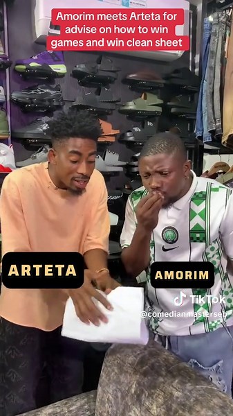 Amorim meets Arteta for advise on how to win games and win clean sheet #masterseb #mastersebcomedian #chelsea #arsenal #liverpool #manchesterunited