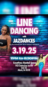 LINE DANCE CLASS *details below* 🤠✨ *share with your line dancing tribe* Atlanta, I might not be a dancer, but when it comes to a line dance, best believe I’m hitting the floor! 💃🏾🔥 No more gatekeeping— @linedancewithjaz hosts the most fun and energetic weekly line dance classes, and I’m OBSESSED. She breaks down all the moves, and we end class with a crazy recap (plus a little liquid motivation 👀🥂). If you’ve been wanting to learn these trendy line dances, this is your sign to join us! Se
