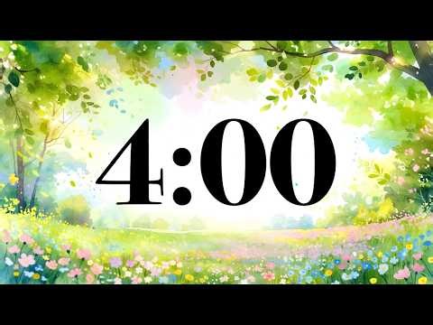 4 Min Timer | Study in a Sunny Spring Meadow | Gentle Piano Music