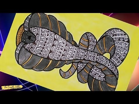 How to draw a easy zentangle Art of a snake || step to step || la crafts villa || Art 53