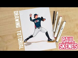 How to draw a baseball players Paul Skenes / World BaseBall Classic USA