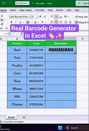 Excel Barcode Trick 2025 🔥 | Convert Any Number into Barcode in 10 Seconds