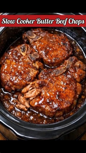 Slow Cooker Butter Beef🥩🍖Chops,RECIPE ⬇️⬇️ #beefchops #muttonchop #muttonchops #beef #beefrecipe