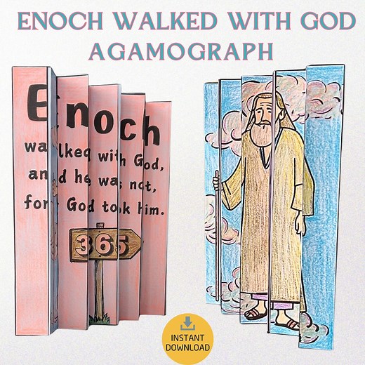 Printable Enoch Walked With God Agamograph – Sunday School Craft & Church Coloring Activity for Kids, Enoch Bible Story Instant Download PDF - Etsy