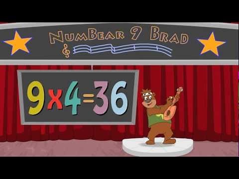 9 TIMES TABLE MULTIPLICATION SONG WITH NUMBEAR 9 - BRAD