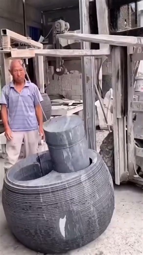 the process of making a tub from stone #shorts