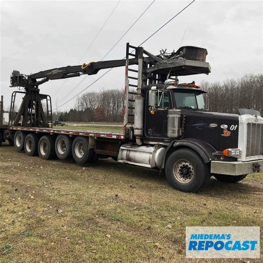 Take a look at this 2000 Peterbilt model 378 self loader log truck! Available in the upcoming Construction & Snow Removal Equipment Online Auction: https://bid.repocast.com/lots/6204453 Ends Tuesday, December 5 #repocast #repocastonlineauctions #repocastauctions #miedemacompanies #miedemaonlineauctions #constructionequipment #snowremovalequipment #loggingtruck #loggingequipment #peterbuilt #peterbuiltloggingtruck | Repocast.com