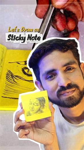 Realistic drawing on a Sticky Note 🤯 | Tiny miniature sketch | #artchallenge #viralshorts #shorts