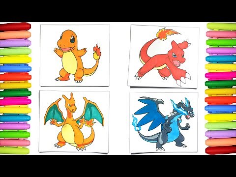 Charmander X evolution line coloring page - Pokemon coloring pages