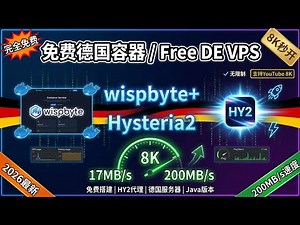 🔥Free German container setup for Hysteria2 proxy! Wispbyte supports 8K loading in seconds + 200MB...