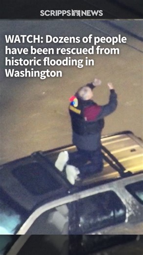 In Washington state, the King County Sheriff’s office used a drone to give a life jacket to a man stuck on a car amid flooding waters. The second video shows the eventual rescue via helicopter for the man stuck on top of the vehicle. Meanwhile, Coast Guard crews rescued dozens of people from floodwaters in Sumas, Washington, where water reached 15 feet high. This marks the third major flood in just five years. | Scripps News