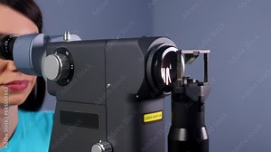 Close-up of the SLT laser for vision improvement and correction. Modern ophthalmic medicine and new technologies.