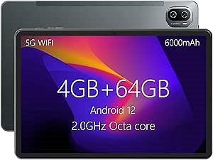 Tablet, 10.1 Inch Android Tablet with Octa-Core Processor 4GB RAM 64GB ROM 1280 X 800 HD IPS Touch Screen 6000mAh Battery, Tablet with GPS 5G WiFi BT Dual Camera for Adult Kids Gifts