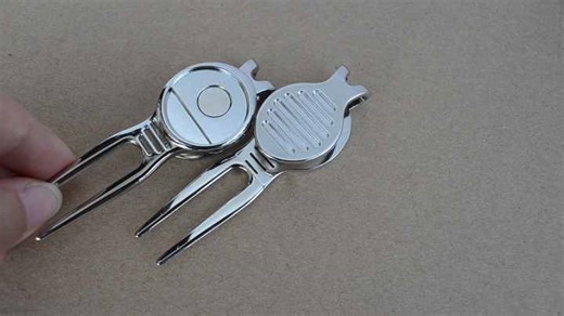 Open Design Zinc Alloy Golf Divot Repair Tool Pitchfork with Belt Clip Magnetic Ball Marker Pitch Fix Divot Tool