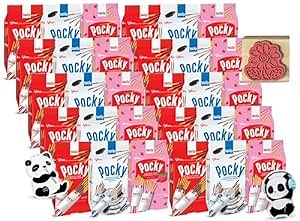 Pocky Sticks Japanese Snacks Pocky Variety Pack of 30 Asian Snacks - Poky Stix Strawberry, Chocolate, Cookies, and Cream Asian Candy by Grateful Grocer