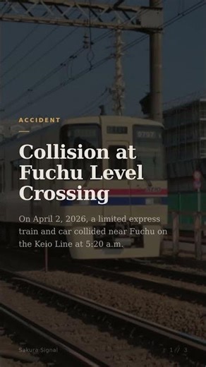 Car and Train Crash at Fuchu Crossing Halts Keio Line Service