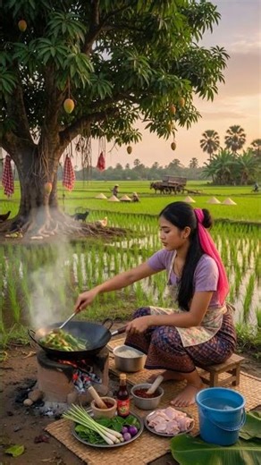 Beautiful Day Cook Food at Rice Field #cooking #food #countryside #love