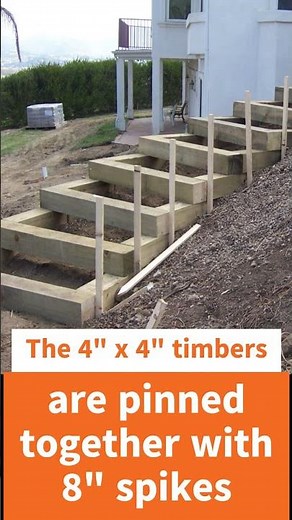 Sloped Yard? Try Timber Stairs for a Natural Look #GardenStairs #LandscapeTimberStairs