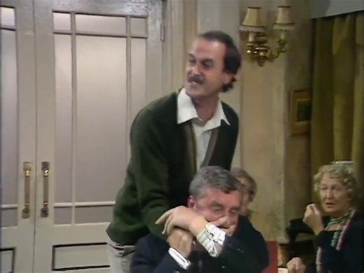 📺 'Fawlty Towers' Friday 10 October 1975 - BBC2: 21:00 Basil is terrified by the news that hotel inspectors are in the area - and well he might be, but has he got the right man? Meanwhile, at dinner, a little bit of cheese going down the wrong way creates mayhem. #fawltytowers | Bernie Briffa