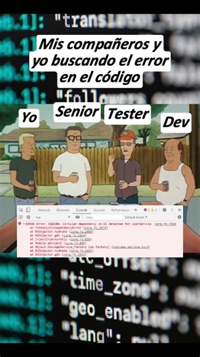 Mis compañeros y yo buscando el error en el código