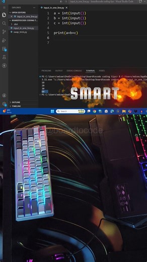 👉 Take Multiple Inputs in Python in ONE Line 😎🔥 #shorts #viral #coding #boardtocode