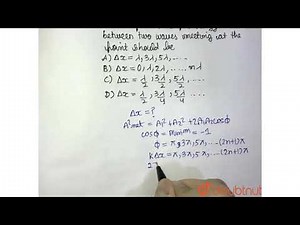 To produce destructive interference at a point, the path difference between two waves meeting at...