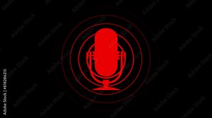 Microphone sound motion animation . Voice recording podcast mic microphone icon animation.