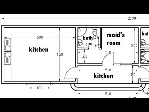 Autocad 2d floor plan with dimensions