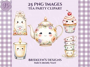 Whimsical Tea Time Clipart Set - Cute Kawaii Teapot and Tea Set Graphics in Soft Pastel Tones - Etsy UK