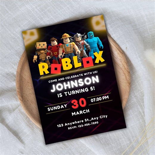 Roblox Birthday Invitation, Gaming Party Invite (digital Download) - Etsy