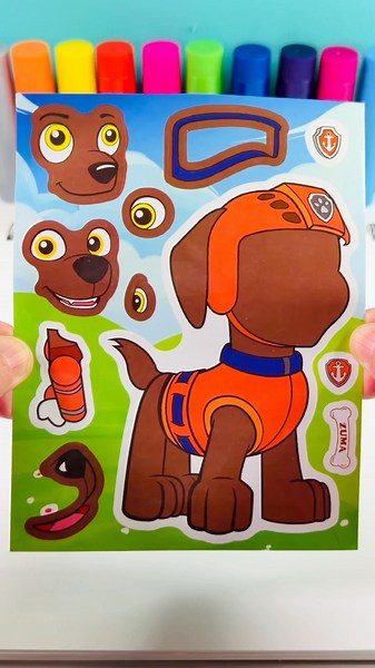 PAW Patrol Summer! DIY Make a Face Stickers with Zuma
