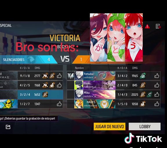 Las Quintillizas en Free Fire: Miku Debió Ganar