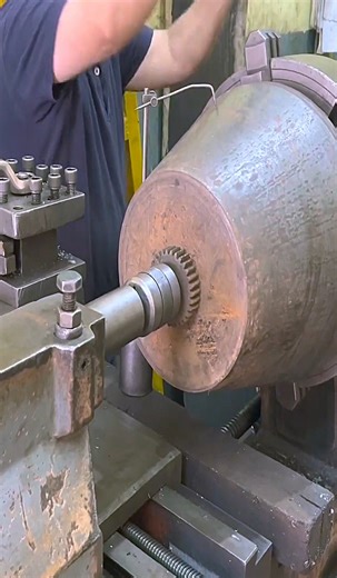 Turning Steel Cone on Lathe Forging job #machine #fabrication #manufacturing #robotics | Cameryn Goebel