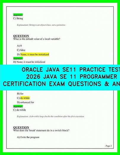 2026 Oracle Java SE 11 Certification: Full Practice Exam & Programmer Answer Key