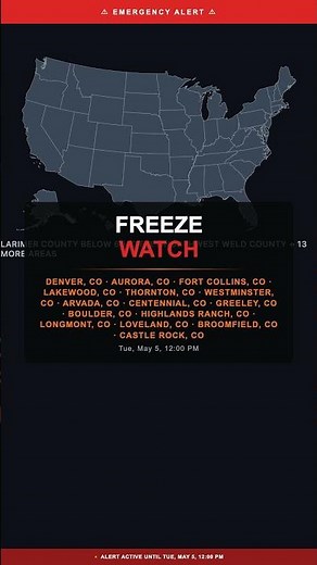 🔴 Freeze Watch — Highlands Ranch, CO | Weather Alert