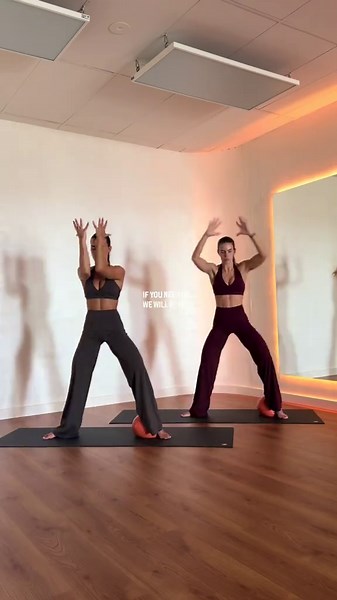 if you can’t find us, this is where we will be 👀 @pilatesbysteph and obviously… matching in the cutest sets makes it even better 🫶🏼 wearing @leelo.active - use DC LILY to save x save this for your next slow, spicy session 🤍 #pilatesburn #pilatesflow #slowburnworkout #pilatesaesthetic #hotgirlpilates