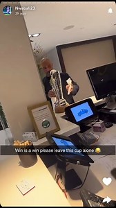 Super Eagles Manager, Eric Chelle making sure that his first Trophy as a Manger is well-taken care of! 😎🇳🇬🫡(Via Stanley Nwabali on Snapchat) | Football Fans Tribe