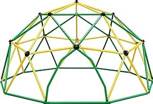 12 FT Climbing Dome for Kids 3-10, Outdoor Play Equipment Supporting 1000 lbs, Anti-Rust Jungle Gym, Easy Assembly Geometric Dome Climber Play Center (Green & Yellow)