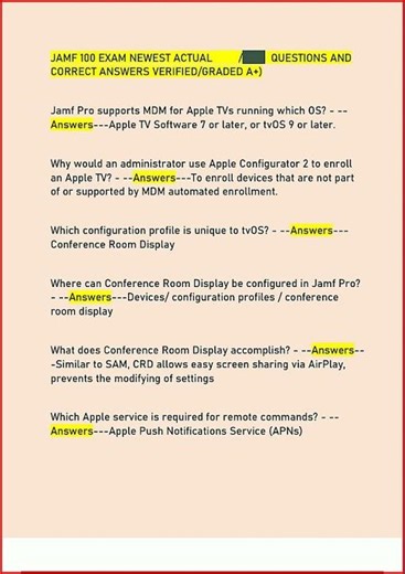 Jamf 100 Exam Newest Actual Questions And Correct Answers Ve video