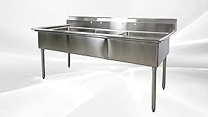 Commercial 3 Compartment Sink, Stainless Steel Kitchen Restaurant 77" W ETL