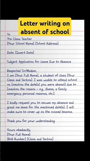 letter writing on absent of school #application #letter #school #education