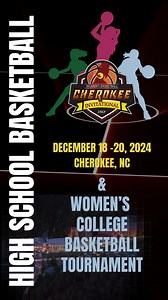 Mark your calendars for the 3rd Annual Cherokee Invitational!🏀 For the first time ever, our very own Cherokee High School Lady Braves—who won the North Carolina 1A state championship earlier this year—will be competing in the tournament! Get ready for 3 action-packed days of competition with over 40 high school teams and an exciting NCAA Women’s College tournament! https://visitcherokeenc.com/event/3rd-annual-cherokee-invitational/ | Visit Cherokee