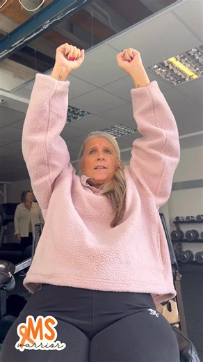 🧡 MS Chair exercises are hard but I still manage to smile 😊 So this was another bit of my MS training session I did with my standing at The Wellbeing Hub I would have done this exercise 3 times and I’m showing you this set as I struggle with the teaching up on the right arm especially as I’ve had a relapse on this arm many years ago … Neil is encouraging me to keep going and to try and straighten it as best as I can … which I think I did brilliant as was really hard to do … despite you see me 
