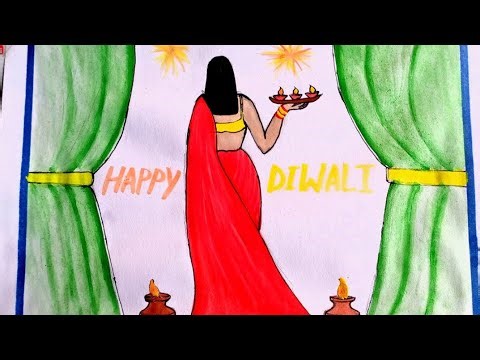 Happy Diwali Easy Drawing | Step by Step Diwali Drawing Tutorial for Beginners