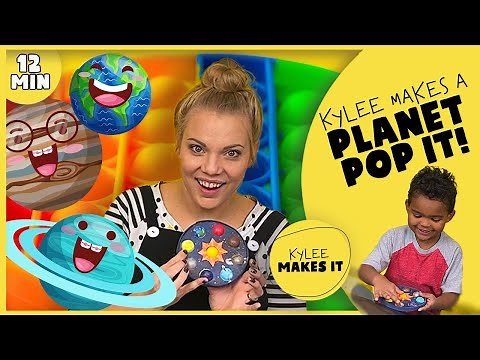 Kylee Makes a Planet Pop It | Solar System Toy and Learn about Planets for Kids | DIY Fidget Popper