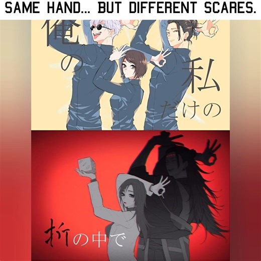 same hand sign but different scares. #anime #animeedit #jujutsukaisen #gojo